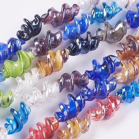 ARRICRAFT Handmade Lampwork Beads Strands, AB Color, Twist, Mixed Color, 25~28x14~17mm, Hole: 2mm, about 15pcs/strand