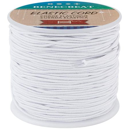 BENECREAT 1.5mm White Elastic Cord 76 Yard Stretch Thread Beading Cord Fabric Crafting String Rope for DIY Crafts Bracelets Necklaces
