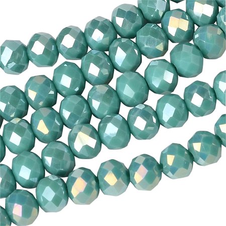NBEADS 20 Strands Electroplate Pearl Luster Plated Imitation Jade Glass Faceted Abacus Beads, about 70pcs/strand