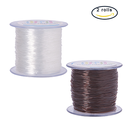 PandaHall Elite 2 Roll (100m/Roll) 1mm Thread String Cord Clear Stretch Elastic Thread for Jewelry Making Bracelet Beading Thread