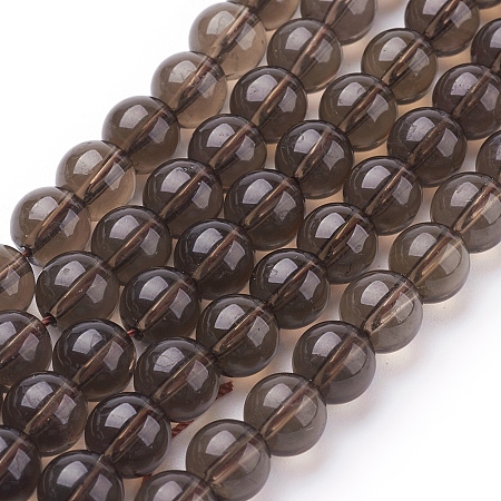 Honeyhandy Natural Smoky Quartz Beads Strands, Round, 8mm, Hole: 1mm, about 23pcs/strand, 7.5 inch