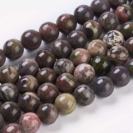 Honeyhandy Natural Gemstone Beads Strands, Ocean Jasper, Dyed, Round, Brown, 8mm, Hole: 1mm, 15.7 inch, about 48pcs/strand