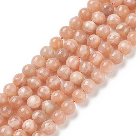 Honeyhandy Round Natural Grade B Sunstone Beads Strands, 6mm, Hole: 1mm, about 65pcs/strand, 15.3 inch