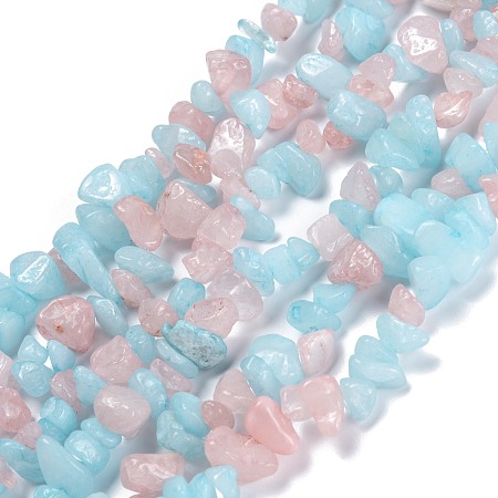 ARRICRAFT Natural White Jade Beads Strands, Imitation Morganite, Chip, Dyed, 3~16x3~8mm, Hole: 0.7mm, 32.28''(82cm)