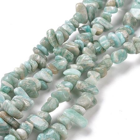 Honeyhandy Natural Amazonite Chip Beads Strands, 5~8x5~8mm, Hole: 1mm, about 31inch