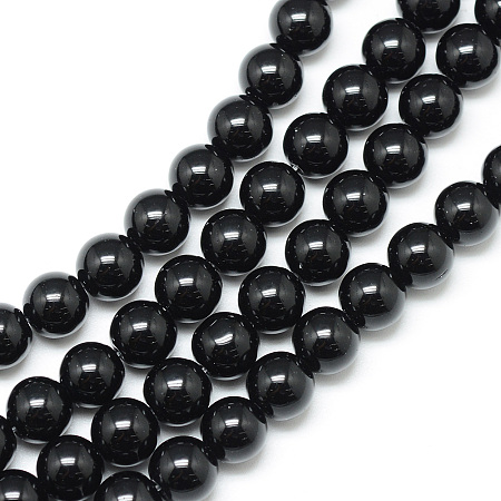 Honeyhandy Synthetic Black Stone Bead Strands, Round, 10~11mm, Hole: 1mm, about 37~40pcs/strand, 14.9~15.1 inch(38~38.5cm)