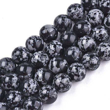 Synthetic Turquoise Beads Starnds, Imitation Snowflake Obsidian, Dyed, Round, Black, 8.5mm, Hole: 1mm, about 46pcs/strand, 14.76 inch(37.5cm)