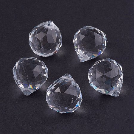 NBEADS 65 Pcs Glass Pendants, Crystal Suncatcher, Ball-Shaped, White, 20mm in Diameter, 23mm Thick Hole:2mm