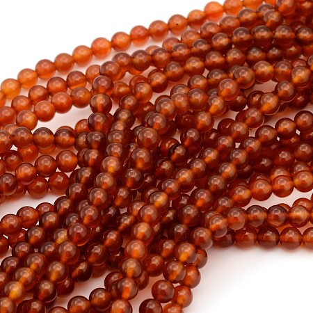Honeyhandy Gemstone Beads Strands, Natural Carnelian, Dyed, Round, 6mm, Hole: 0.8mm, about 62~65pcs/strand, 14.6~15.5 inch