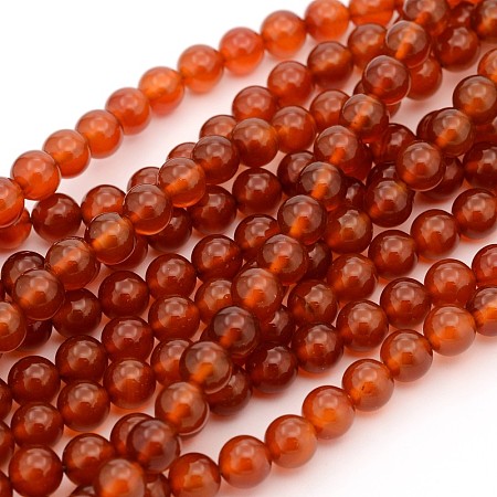 Honeyhandy Gemstone Beads Strands, Natural Carnelian, Dyed, Round, 8mm, Hole: 1mm, about 49pcs/strand, 15~16 inch