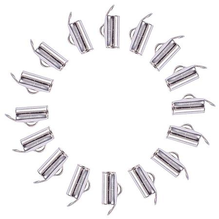 NBEADS 1000 PCS Platinum Color Multi Strand Slide On End Clasp Tubes, Slider End Caps Connector Loom Jewelry Clasp for Necklace Jewelry Findings