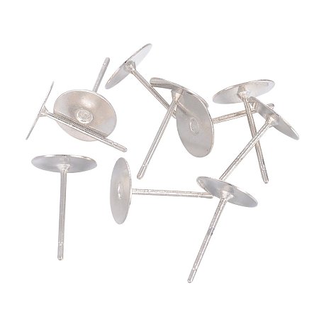 NBEADS 2000 Pcs Ear Stud Components, Brass Head and Stainless Steel Pin, Lead Free, Cadmium Free and Nickel Free, Platinum, Tray: 8mm; 10mm