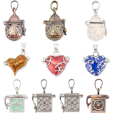 Arricraft 10PCS Antique Pendants, Hanging Box Charms, Prayer Box Pendants Open Box Beads Pendants for DIY Necklace Bracelet Jewelry Making