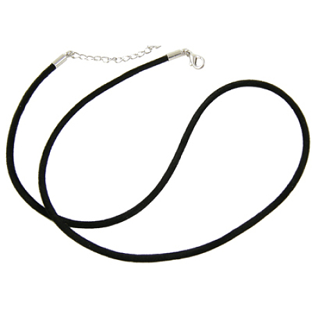 Honeyhandy Leather Necklace Making, Platinum, Black, 18 inch(45.8cm), 2mm