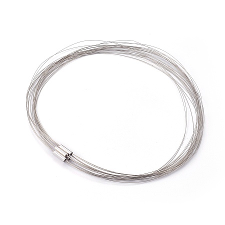 Honeyhandy Tiger Tail Wire Necklace Making, with Magnetic Clasps, Stainless Steel Color, Raw, 145~150x0.38mm