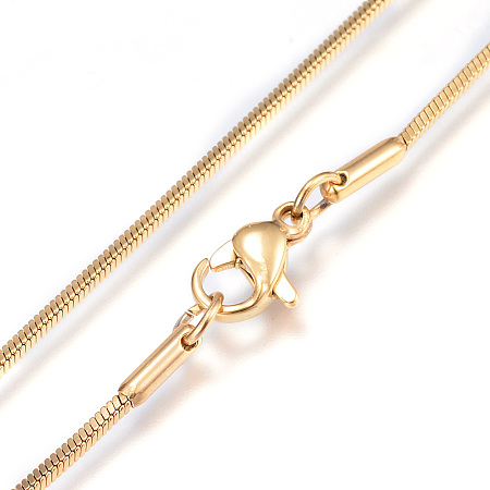Honeyhandy 304 Stainless Steel Snake Chain Necklaces, with Lobster Claw Clasps, Golden, 1.2mmx19.7 inch(50cm)