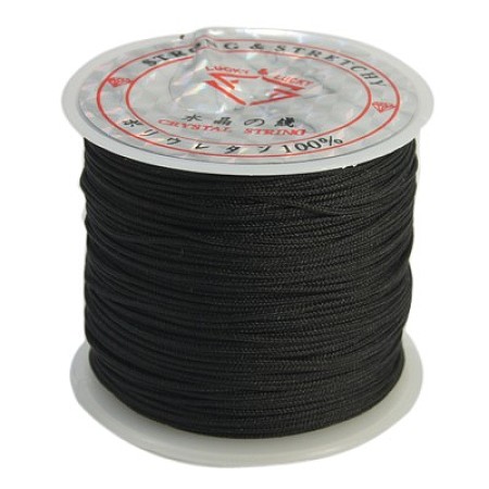 Honeyhandy Nylon Jewelry Thread, with Nylon Wire inside, Round, Black, about 0.8mm in diameter, about 32.8 yards(30m)/roll