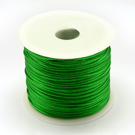 Honeyhandy Nylon Thread, Rattail Satin Cord, Green, 1.5mm, about 100yards/roll(300 feet/roll)