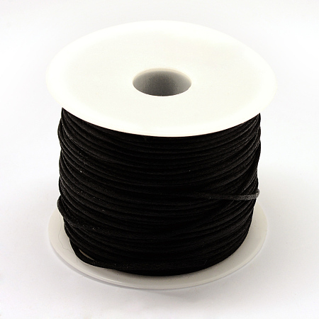 Honeyhandy Nylon Thread, Rattail Satin Cord, Black, 1.5mm, about 100yards/roll(300 feet/roll)