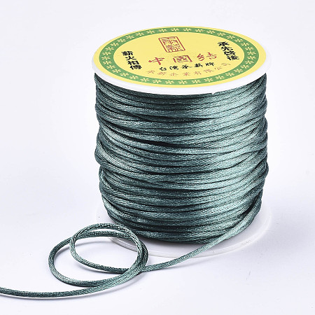 Honeyhandy Nylon Thread, Rattail Satin Cord, Dark Sea Green, 1.5mm, about 49.21 yards(45m)/roll