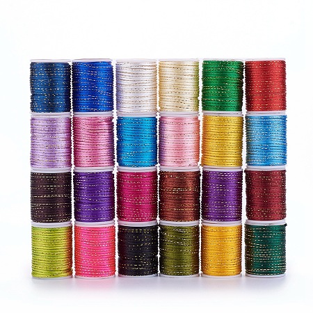 Honeyhandy Polyester Cord, with Gold Metallic Cord, Chinese Knotting Cord, Mixed Color, 1.5mm, about 4.37 yards(4m)/roll