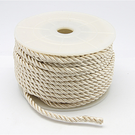 Honeyhandy Polyester Cord, Twisted Cord, Beige, 3mm, 20yards/roll