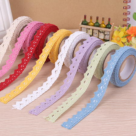 Honeyhandy Lace Fabric Cord, with Double Side Adhesive Tape on the Other Side, Mixed Color, 18mm, about 2m/roll, 1roll/box