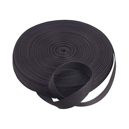 ARRICRAFT About 50 Yards Black Polypropylene Webbing Fiber PP Ribbons Strap Polypro Flat Rope for Bags, Leashes, Outdoor DIY Gear Repair