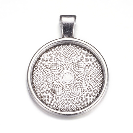 Honeyhandy Metal Alloy Pendant Cabochon Settings, Plain Edge Bezel Cups, DIY Findings for Jewelry Making, Antique Silver, Cadmium Free & Lead Free & Nickel Free, Tray: 24.5mm, 37x28x6.5mm, Hole: 6x4mm