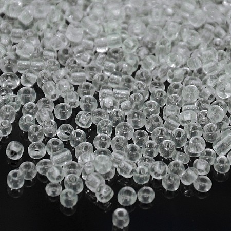 Honeyhandy Glass Seed Beads, Transparent, Round, White, 8/0, 3mm, Hole: 1mm, about 10000 beads/pound