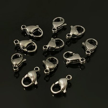 NBEADS 200pcs 304 Stainless Steel Lobster Claw Clasps, Stainless Steel Color