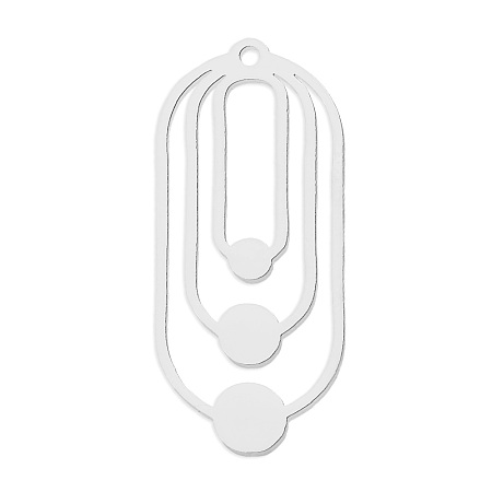 Honeyhandy 201 Stainless Steel Pendants, Laser Cut, Oval, Stainless Steel Color, 31x14x1mm, Hole: 1.4mm