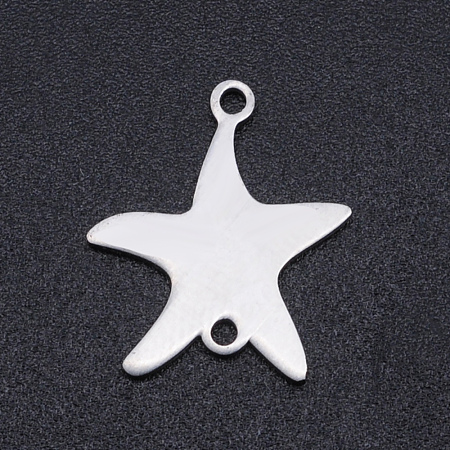 Honeyhandy 201 Stainless Steel Links connectors, Laser Cut, Starfish/Sea Stars, Blank Stamping Tag, Stainless Steel Color, 16.5x14x1mm, Hole: 1.4mm