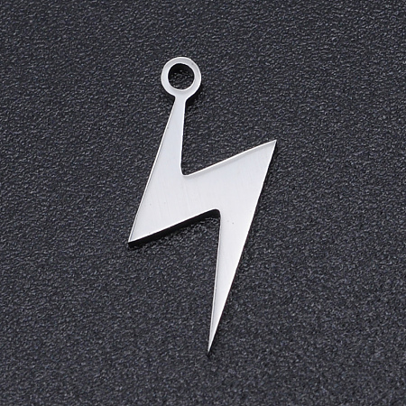 Honeyhandy 201 Stainless Steel Laser Cut Pendants, Lightning, Stainless Steel Color, 16x7x1mm, Hole: 1.2mm