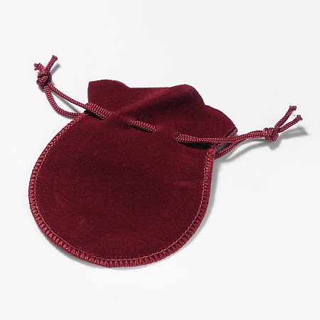Honeyhandy Velvet Bags, Calabash Shape Drawstring Jewelry Pouches, Medium Violet Red, 9x7cm