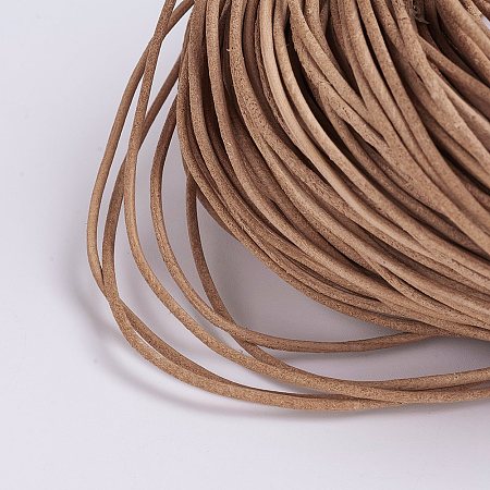 Honeyhandy Cowhide Leather Cord, Leather Jewelry Cord, Peru, Size: about 2mm in diameter, about 109.36 yards(100m)/bundle