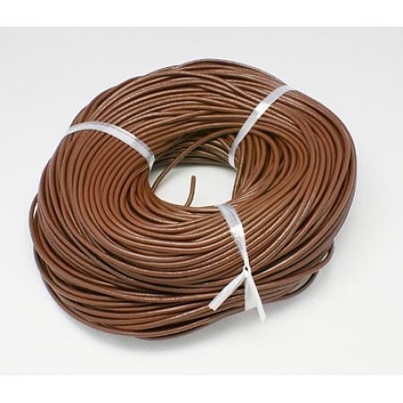 Honeyhandy Cowhide Leather Cord, Leather Jewelry Cord, Saddle Brown, 1.5mm, about 109.36 yards(100m)/bundle