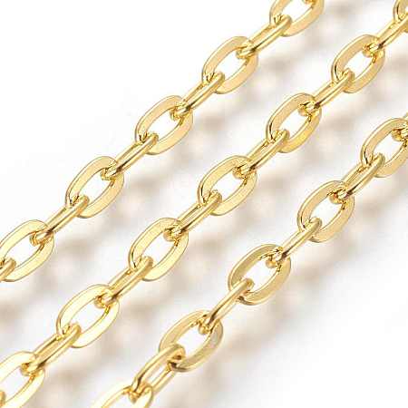 ARRICRAFT Iron Cable Chains, Unwelded, Flat Oval, Cadmium Free & Lead Free, Golden Color, 7x5.1x1.2mm
