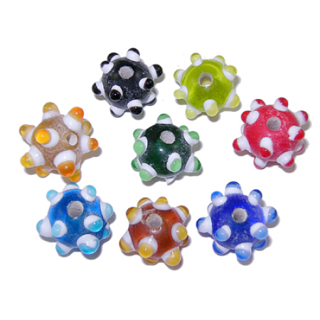 ARRICRAFT Handmade Lampwork Beads, Round, Mixed Color, about 10mm in diameter, hole: 2.5mm