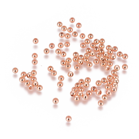 Honeyhandy Brass Spacer Beads, Round, Rose Gold, 3mm, Hole: 1mm