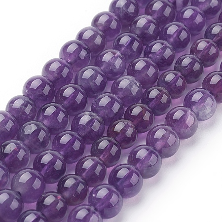Honeyhandy Natural Amethyst Beads Strands, Round, 6mm, Hole: 1mm, about 32pcs/strand, 7.6 inch