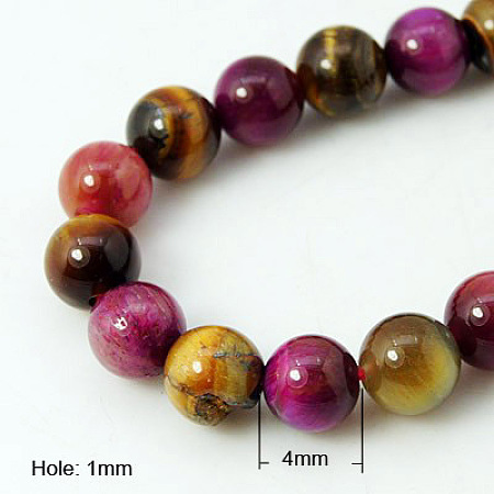 Honeyhandy Natural Rose Tiger Eye and Yellow Tiger Eye Beads Strands, Round, Mixed Color, 4mm; about 46pcs/strand, 8 inch