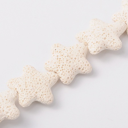 Honeyhandy Natural Lava Rock Beads Strands, Starfish/Sea Stars, Dyed, White, 24~25x7~8mm, Hole: 1mm, about 18pcs/strand, 15 inch