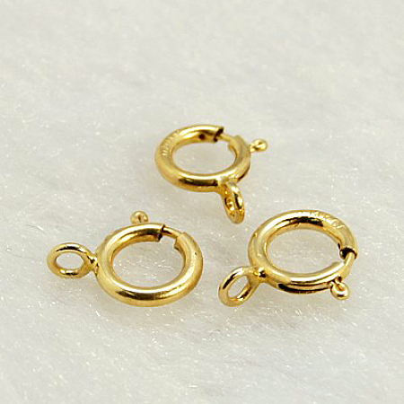 Honeyhandy Yellow Gold Filled Spring Ring Clasps, 1/20 14K Gold Filled, Cadmium Free & Nickel Free & Lead Free, 6mm, Hole: 1mm