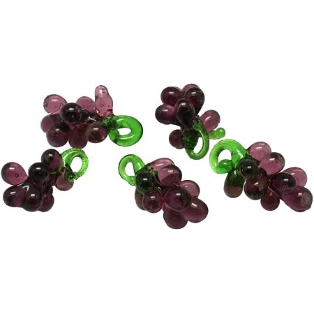 Arricraft 5 Pcs Grape Beads, Handmade Lampwork Beads Spacer, Glass Beads for Jewelry Making, Purple