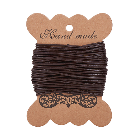 PandaHall Elite 1 Roll 1.5mm Dark Brown Cowhide Round Leather Cords For Bracelet Necklace Beading Jewelry Making 11 Yard
