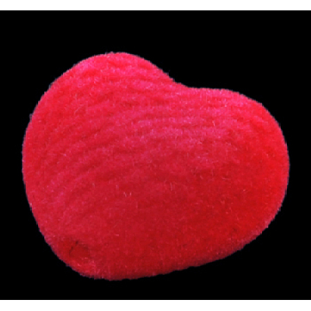Honeyhandy Opaque Acrylic Beads, Flocky, Heart, Great for Mother's Day Gifts making, Red, Size: about 25mm long, 23mm wide, 14mm thick, hole: 3mm