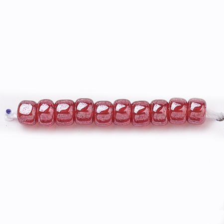 MGB Matsuno Glass Beads, Japanese Seed Beads, 15/0 Transparent Lustered Glass Round Hole Seed Beads, FireBrick, 1.5x1mm, Hole: 0.5mm, about 6000pcs/20g