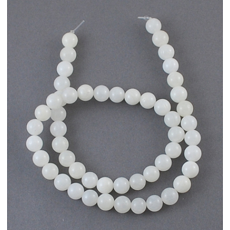 Honeyhandy Natural White Shell Beads Strands, Mother of Pearl Shell Beads, Round, White, 6mm, Hole: 0.5mm