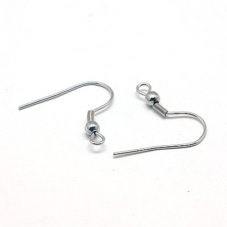 Honeyhandy 316 Surgical Stainless Steel Earring Hooks, with Horizontal Loop, 20x19.5mm, Hole: 2mm, Pin: 0.7mm